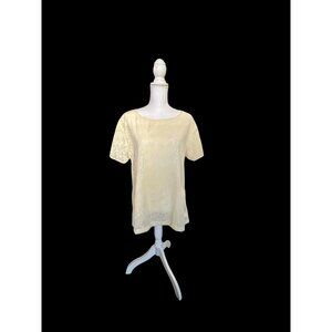 Cut Loose Yellow Sheer Short Sleeve Long Tunic Large Floral Print Cotton